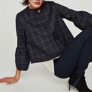 Zara Plaid Blazer with Bell Cuff